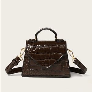 Vintage 80's Brown Crocodile Skin Bag